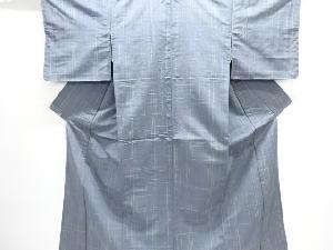 アンティーク　変わり格子模様織り出し手織り紬着物